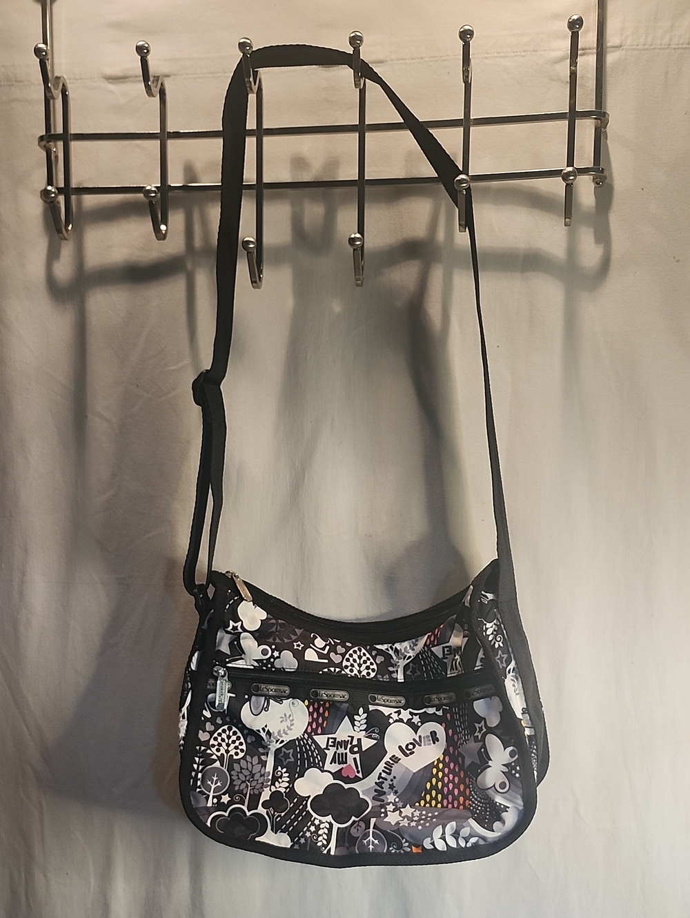 Lesportsac Black Graphic Printed Crossbody Bag